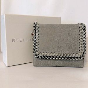 34 Stella McCartney NIB Falabella Small Flap Wallet Gray Faux Leather